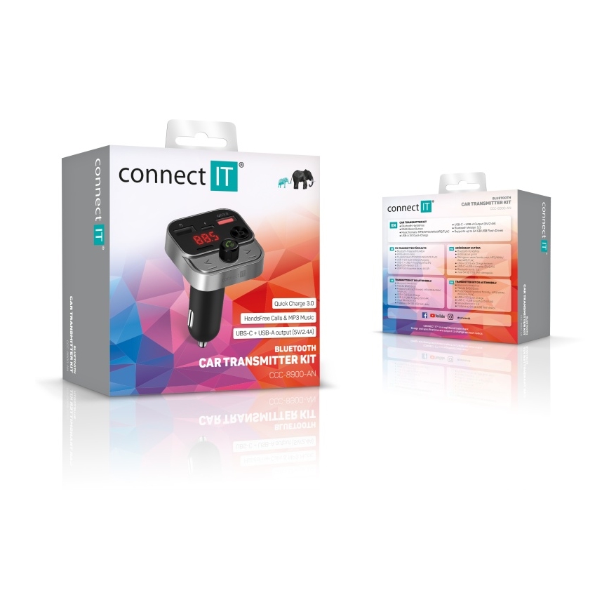 CONNECT IT CCC-8900-AN - Transmisor FM para coche con función manos libres negro/plata