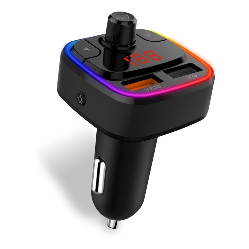 CONNECT IT CCC-9090-BK - LED RGB Transmisor FM para coche con función manos libres negro