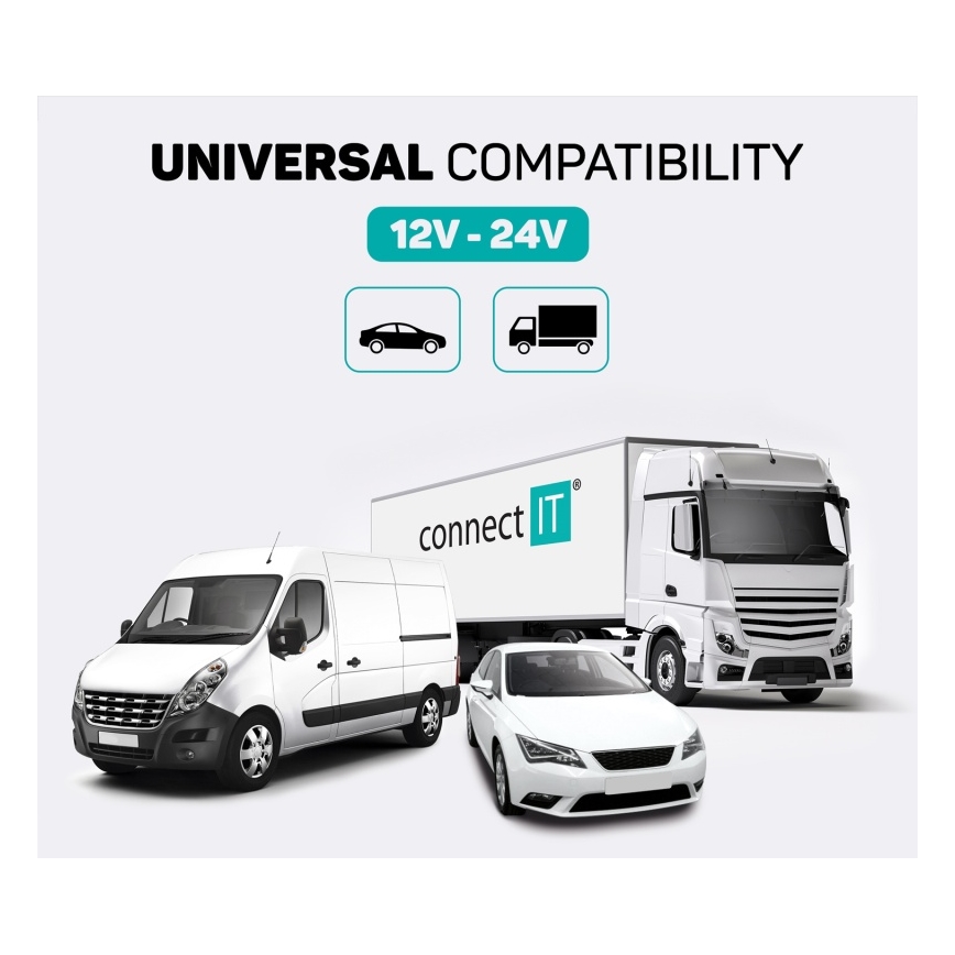 CONNECT IT CCC-9090-SL - LED RGB Transmisor FM para coche con función manos libres negro/plata