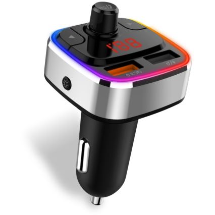 CONNECT IT CCC-9090-SL - LED RGB Transmisor FM para coche con función manos libres negro/plata