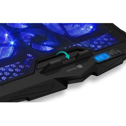CONNECT IT CCP-2200-BK - Almohadilla de refrigeración para portátil 4x Ventilador 2xUSB negro//azul
