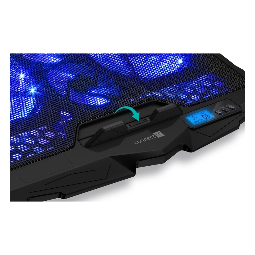 CONNECT IT CCP-2200-BK - Almohadilla de refrigeración para portátil 4x Ventilador 2xUSB negro//azul