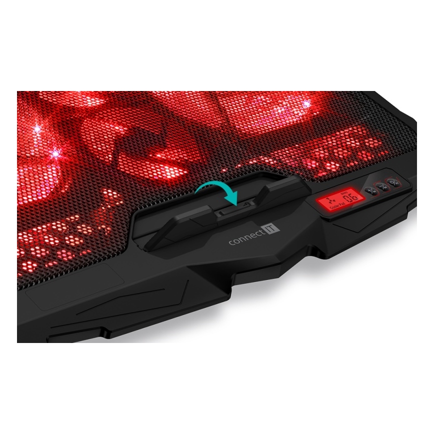 CONNECT IT CCP-2200-RD - Almohadilla de refrigeración para portátil 4x Ventilador 2xUSB negro/rojo