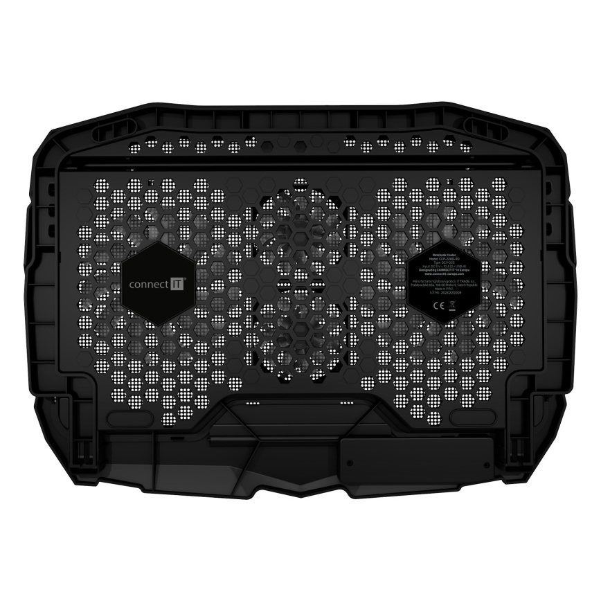 CONNECT IT CCP-2200-RD - Almohadilla de refrigeración para portátil 4x Ventilador 2xUSB negro/rojo