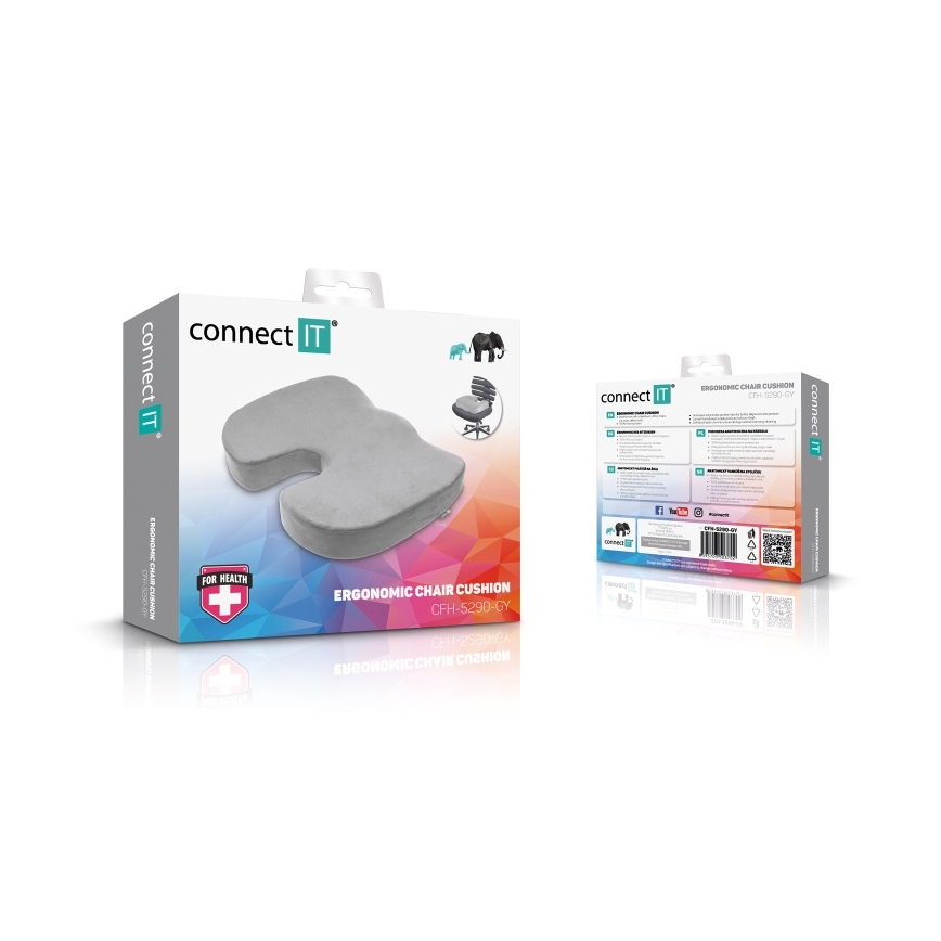 CONNECT IT CFH-5290-GY - Cojín ergonómico para silla gris
