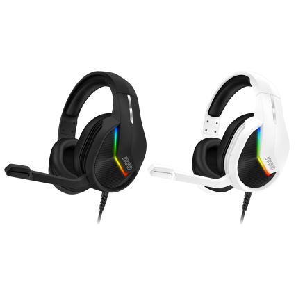 CONNECT IT CHP-3595-BK - LED RGB Auriculares gaming con cable con un micrófono negro