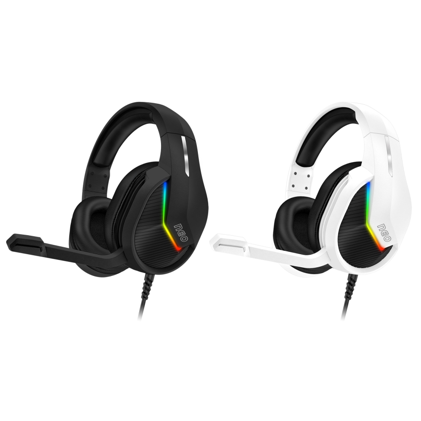 CONNECT IT CHP-3595-BK - LED RGB Auriculares gaming con cable con un micrófono negro