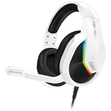 CONNECT IT CHP-3595-WH - LED RGB Auriculares gaming con cable con un micrófono blanco/negro