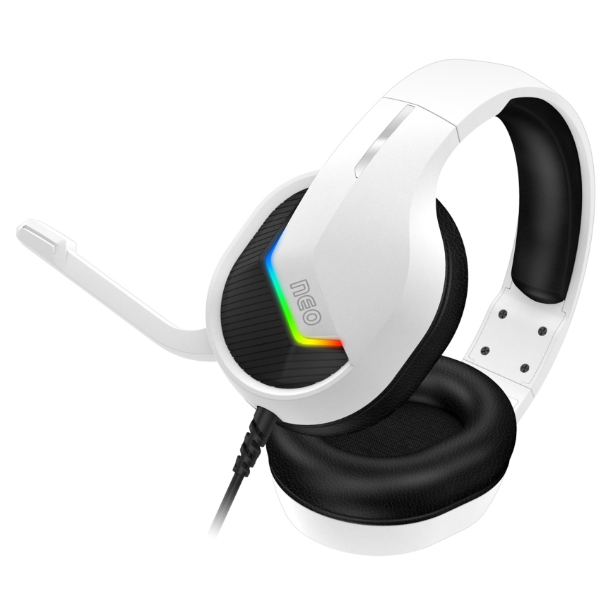 CONNECT IT CHP-3595-WH - LED RGB Auriculares gaming con cable con un micrófono blanco/negro
