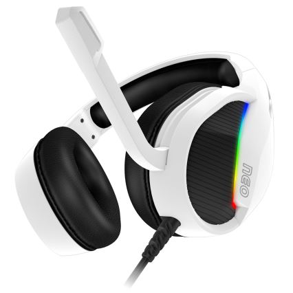 CONNECT IT CHP-3595-WH - LED RGB Auriculares gaming con cable con un micrófono blanco/negro