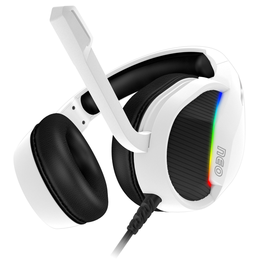 CONNECT IT CHP-3595-WH - LED RGB Auriculares gaming con cable con un micrófono blanco/negro