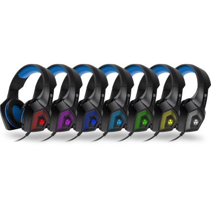 CONNECT IT CHP-5500-BL - LED Auriculares gaming con cable con un micrófono negro/azul