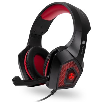 CONNECT IT CHP-5500-RD - LED Auriculares gaming con cable con un micrófono negro/rojo