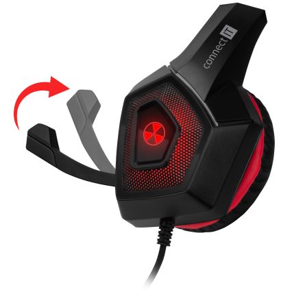 CONNECT IT CHP-5500-RD - LED Auriculares gaming con cable con un micrófono negro/rojo