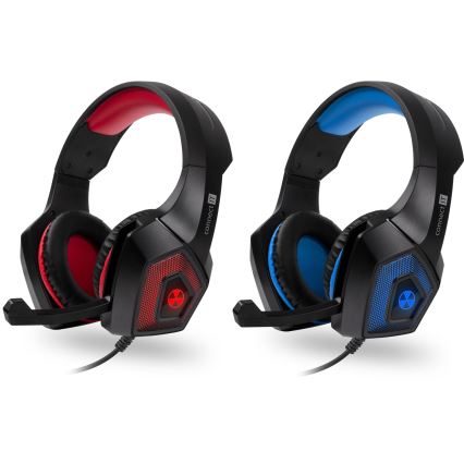 CONNECT IT CHP-5500-RD - LED Auriculares gaming con cable con un micrófono negro/rojo