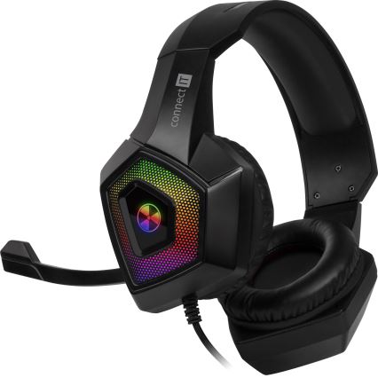 CONNECT IT CHP-5600-BK - LED RGB Auriculares gaming con cable con un micrófono negro