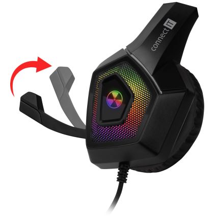 CONNECT IT CHP-5600-BK - LED RGB Auriculares gaming con cable con un micrófono negro