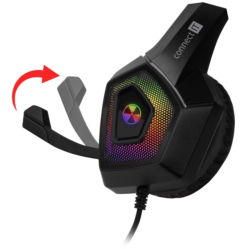 CONNECT IT CHP-5600-BK - LED RGB Auriculares gaming con cable con un micrófono negro