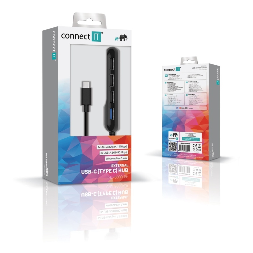 CONNECT IT CHU-5000-BK - USB-C hub 4en1