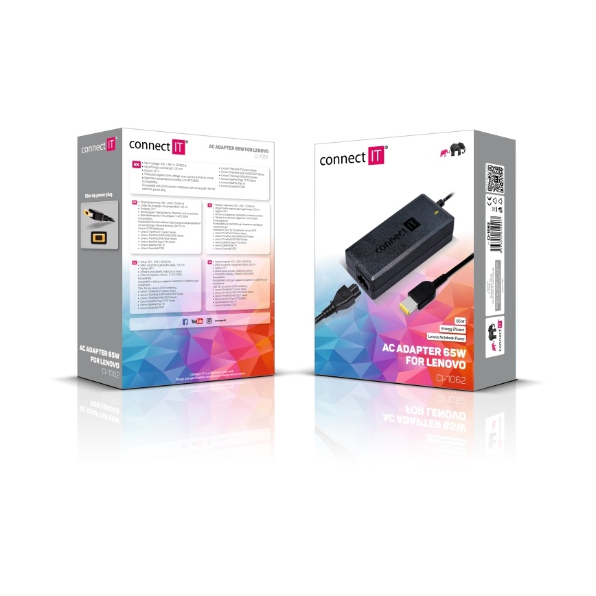 CONNECT IT CI-1062 - Adaptador de alimentación para portátiles Lenovo 65W