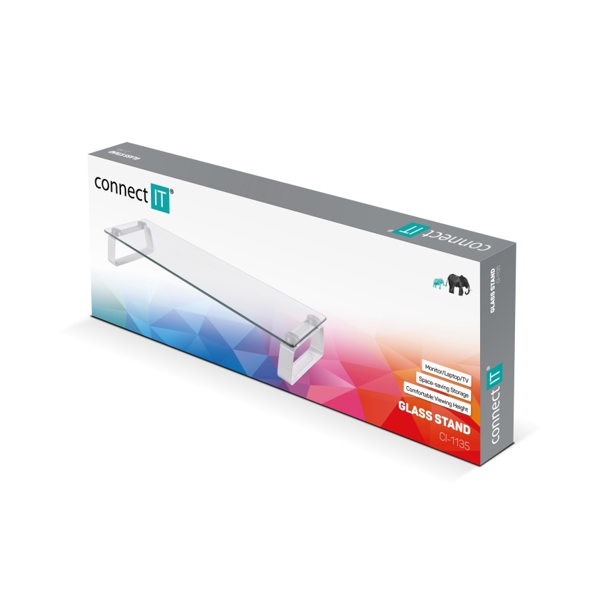 CONNECT IT CI-1135 - Base de vidrio multifuncional transparente/blanco