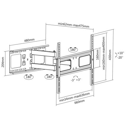 CONNECT IT CI-786 - Soporte de pared para TV 37-70” negro