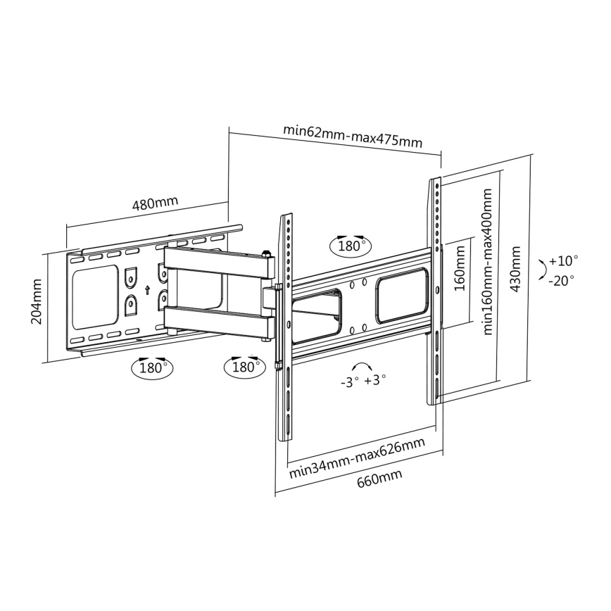 CONNECT IT CI-786 - Soporte de pared para TV 37-70” negro