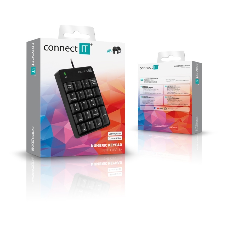 CONNECT IT CKB-0060-BK - Teclado numérico con cable negro