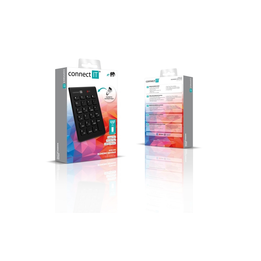 CONNECT IT CKB-0062-BK - Teclado numérico inalámbrico 1xAAA negro