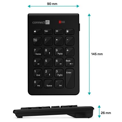 CONNECT IT CKB-0062-BK - Teclado numérico inalámbrico 1xAAA negro