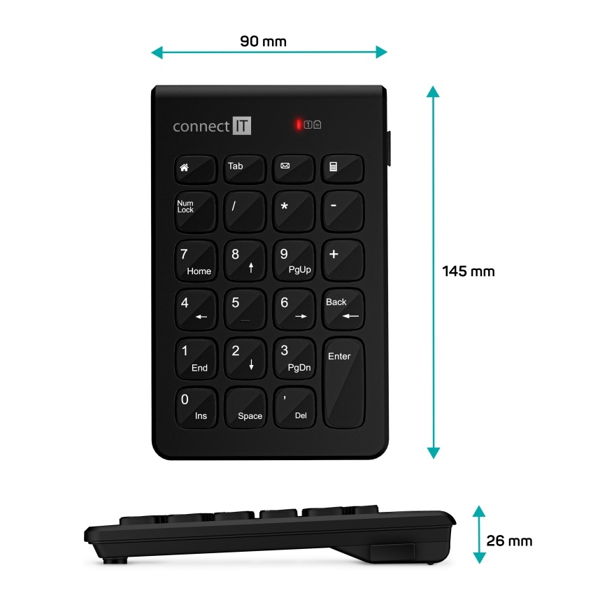 CONNECT IT CKB-0062-BK - Teclado numérico inalámbrico 1xAAA negro