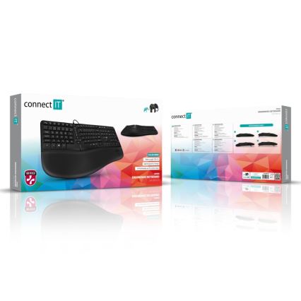 CONNECT IT CKB-2800-CS - Teclado inalámbrico ergonómico con localización checo/eslovaco negro