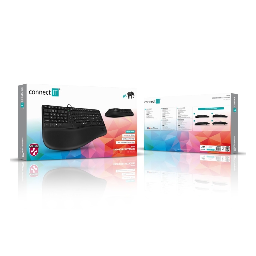 CONNECT IT CKB-2800-CS - Teclado inalámbrico ergonómico con localización checo/eslovaco negro