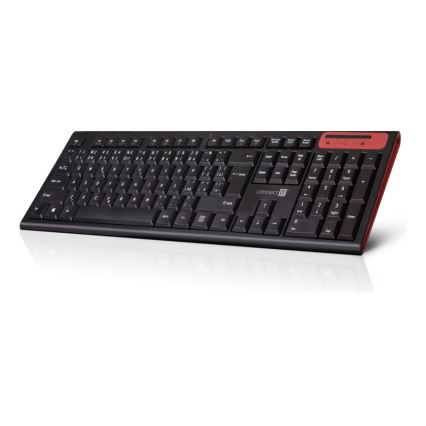 CONNECT IT CKB-3000-CS - Teclado multimedia inalámbrico con localización para checo/eslovaco 2xAAA negro