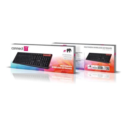 CONNECT IT CKB-3000-CS - Teclado multimedia inalámbrico con localización para checo/eslovaco 2xAAA negro