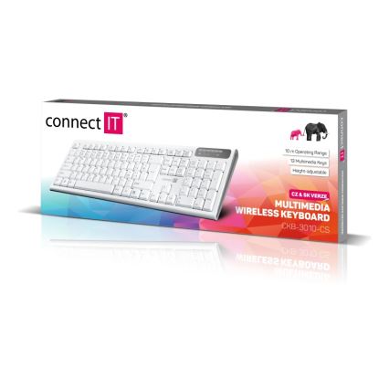 CONNECT IT CKB-3010-CS - Teclado multimedia inalámbrico con localización para checo/eslovaco 2xAAA blanco