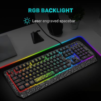 CONNECT IT CKB-3530-DD - LED RGB Teclado gaming con cable con localización para checo/eslovaco negro
