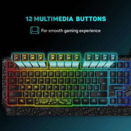 CONNECT IT CKB-3530-DD - LED RGB Teclado gaming con cable con localización para checo/eslovaco negro