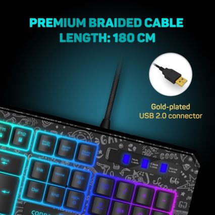 CONNECT IT CKB-3530-DD - LED RGB Teclado gaming con cable con localización para checo/eslovaco negro