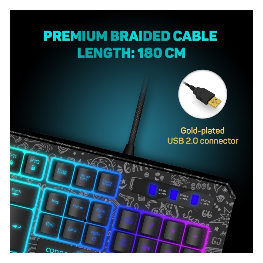 CONNECT IT CKB-3530-DD - LED RGB Teclado gaming con cable con localización para checo/eslovaco negro