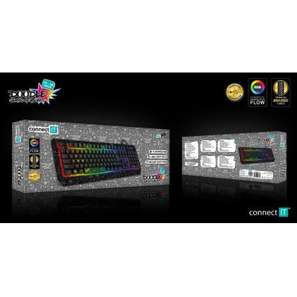 CONNECT IT CKB-3530-DD - LED RGB Teclado gaming con cable con localización para checo/eslovaco negro