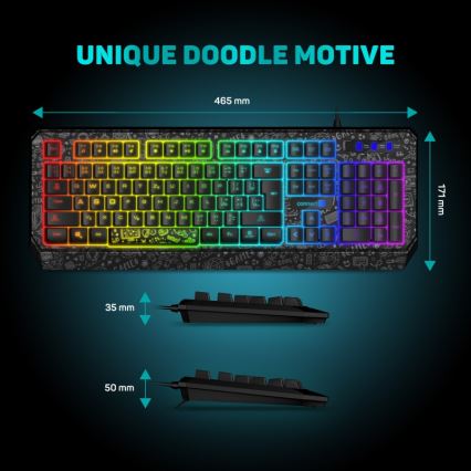 CONNECT IT CKB-3530-DD - LED RGB Teclado gaming con cable con localización para checo/eslovaco negro