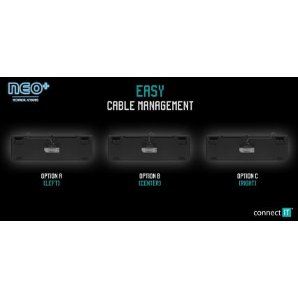 CONNECT IT CKB-3591-CS - Teclado gaming con cable LED RGB con localización checo/eslovaco marco negro y rojo