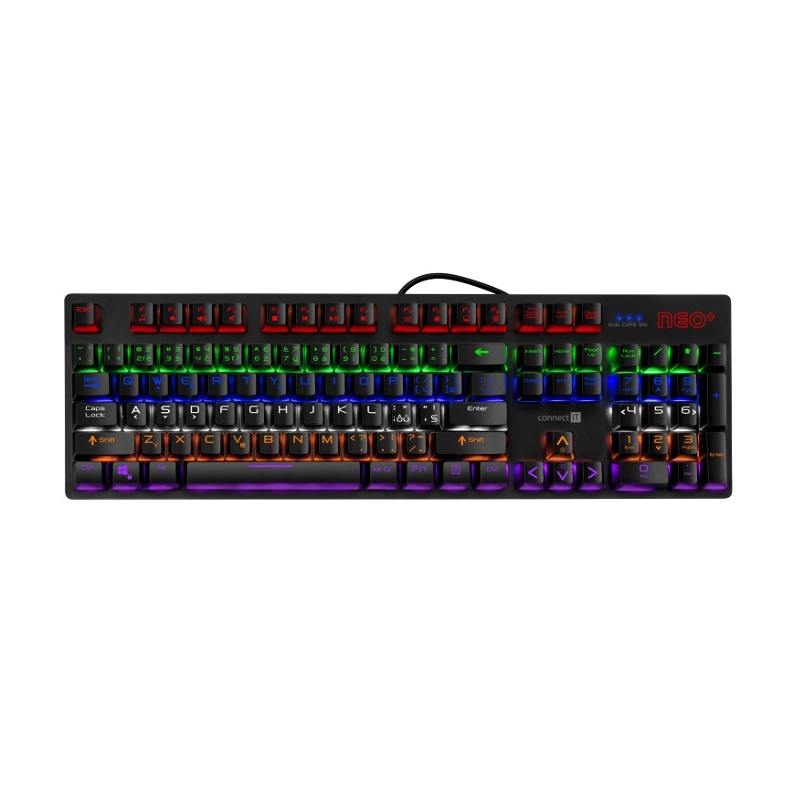 CONNECT IT CKB-3591-CS - Teclado gaming con cable LED RGB con localización checo/eslovaco marco negro y rojo