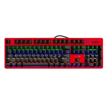 CONNECT IT CKB-3591-CS - Teclado gaming con cable LED RGB con localización checo/eslovaco marco negro y rojo