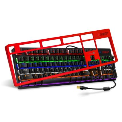 CONNECT IT CKB-3591-CS - Teclado gaming con cable LED RGB con localización checo/eslovaco marco negro y rojo