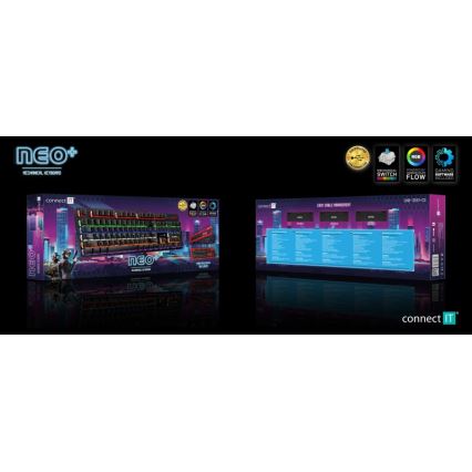 CONNECT IT CKB-3591-CS - Teclado gaming con cable LED RGB con localización checo/eslovaco marco negro y rojo