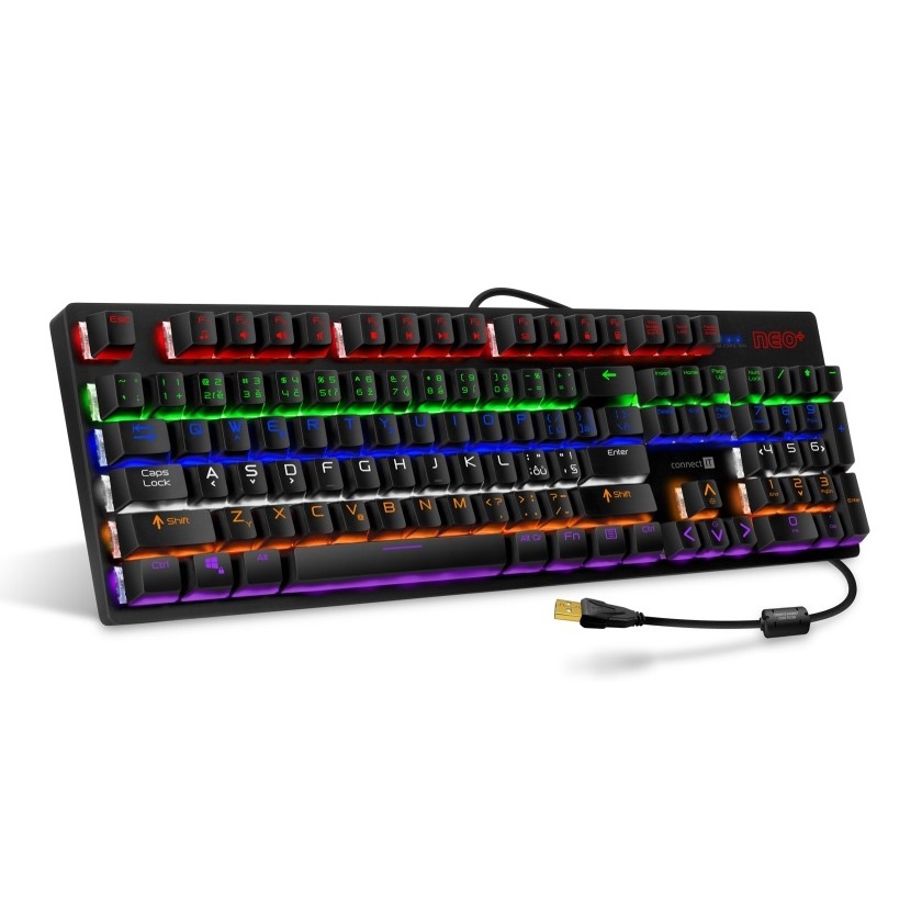 CONNECT IT CKB-3591-CS - Teclado gaming con cable LED RGB con localización checo/eslovaco marco negro y rojo