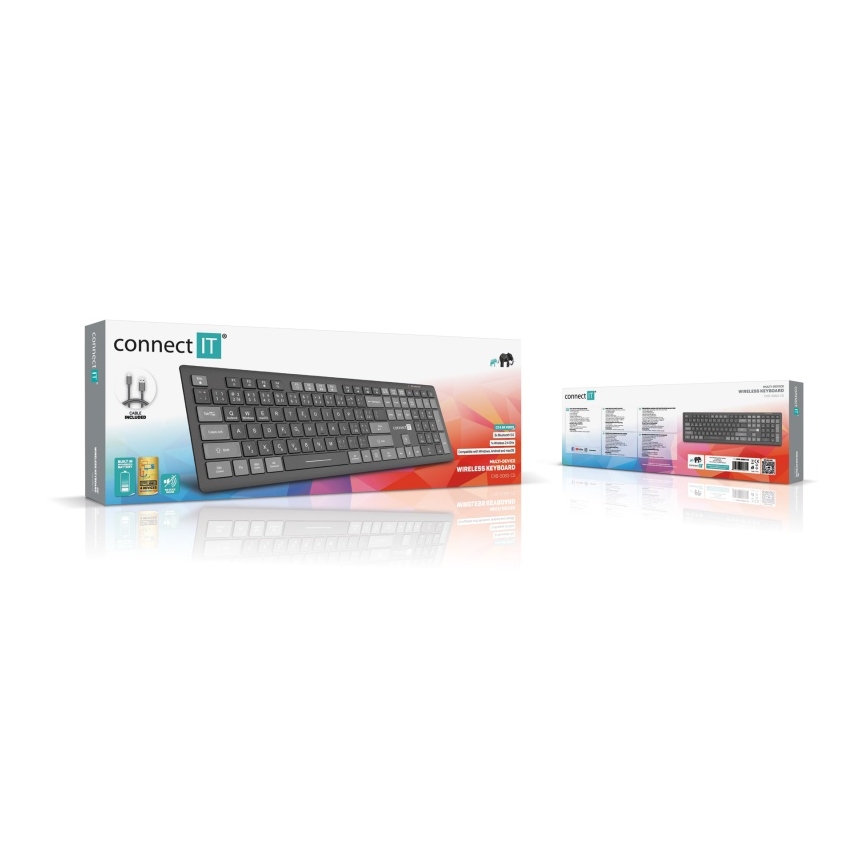CONNECT IT CKB-5060-CS - Teclado silencioso de perfil bajo con localización checo/eslovaco 350 mAh