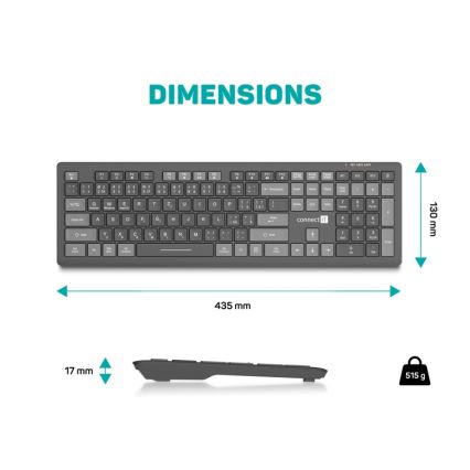CONNECT IT CKB-5060-CS - Teclado silencioso de perfil bajo con localización checo/eslovaco 350 mAh